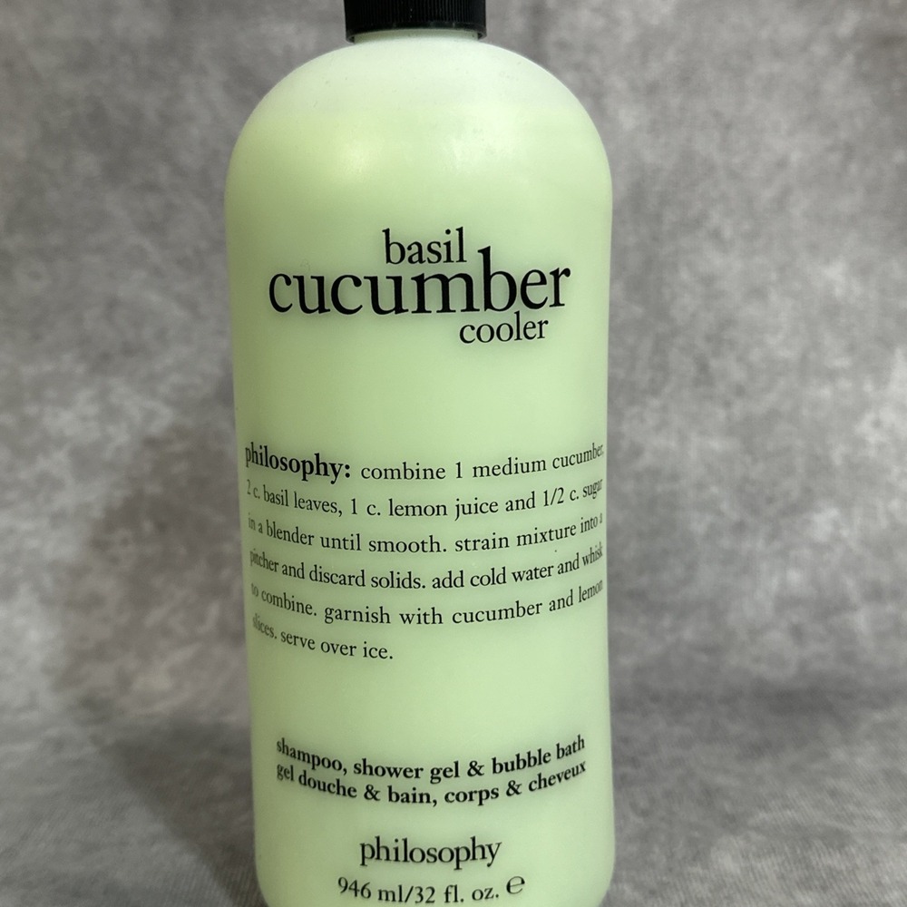 Philosophy Basil Cucumber Cooler Shampoo Shower Gel Bubble Bath 32oz Sealed - Picture 3 of 4